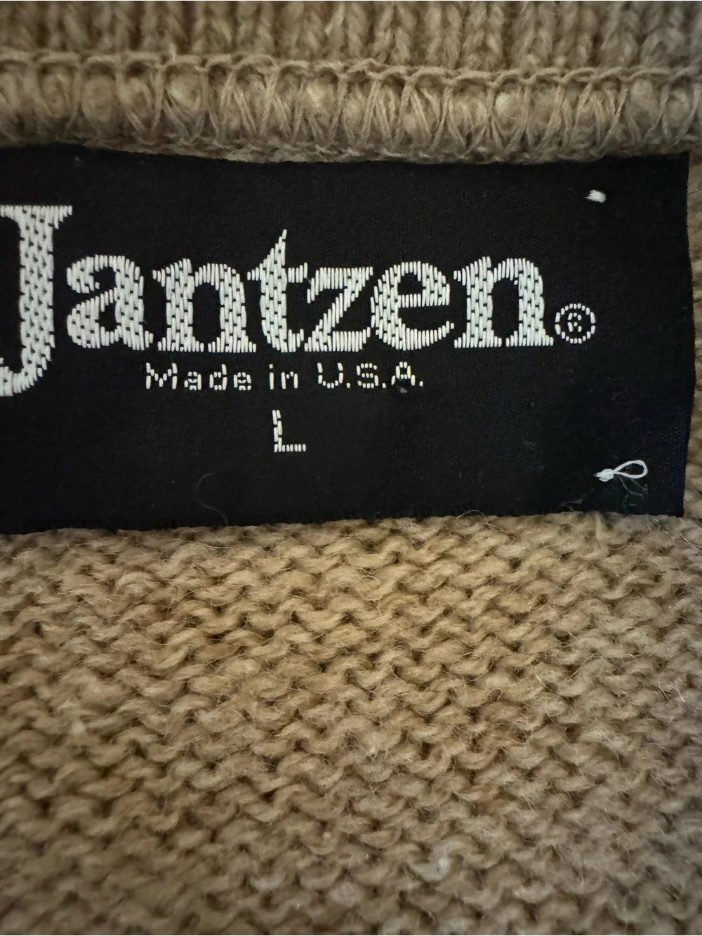 Jantzen Beige Argyle V-Neck Sweater Vest Wool Blend Large Vintage